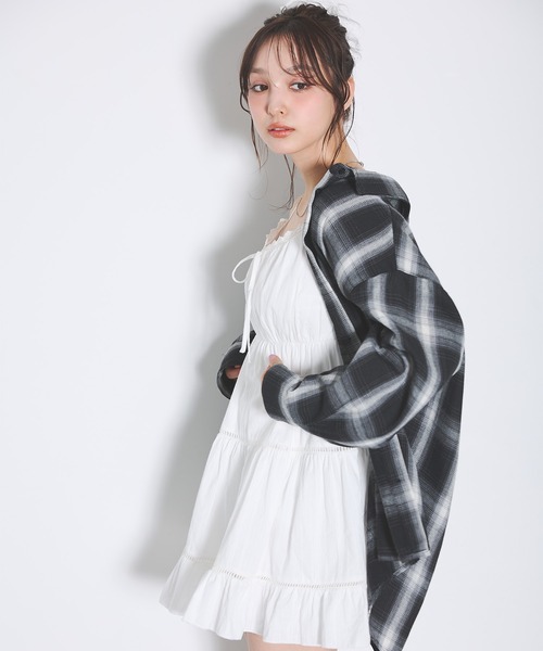ブラウス シャツ ミニチェック柄BIGシャツ レディース INGNI ブラウス シャツ チェック柄BIGシャツ レディース
