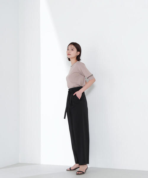 NATURAL BEAUTY BASIC パンツ ハイウエストベルテッドパンツ