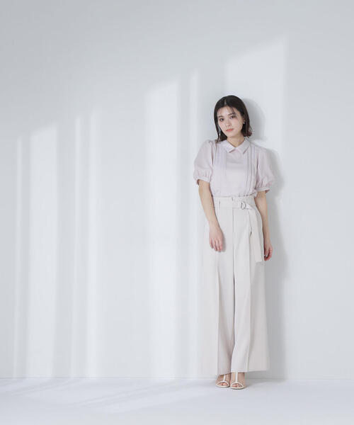 NATURAL BEAUTY BASIC パンツ ハイウエストベルテッドパンツ