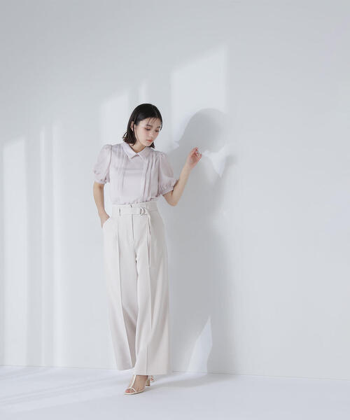 NATURAL BEAUTY BASIC パンツ ハイウエストベルテッドパンツ