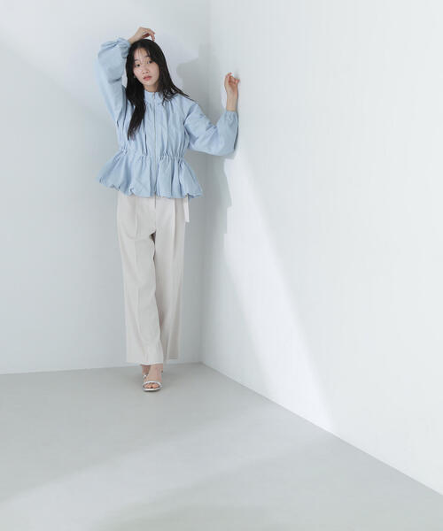 NATURAL BEAUTY BASIC パンツ ハイウエストベルテッドパンツ