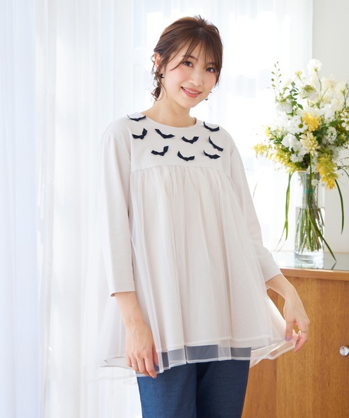 Rose Tiara ペプラムカットソー 半袖 50 Rose Tiara（ローズティアラ） tシャツ チュール切替ペプラム