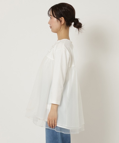 Rose Tiara ペプラムカットソー 半袖 50 Rose Tiara（ローズティアラ） tシャツ チュール切替ペプラム