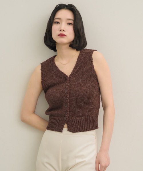 ベスト ジレ Fur Like Knit Vest ＆ Mittens Set レディース TRUNC 88 ベスト ジレ Garter Straps Knit Vest レディース