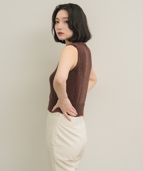 ベスト ジレ Ｖネックベスト レディース ベスト ジレ Vネックデザインニットベスト レディース