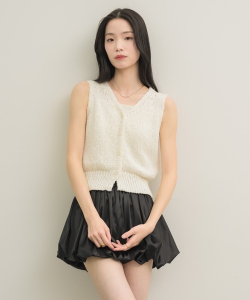 ベスト ジレ メリノウール ローゲージ ニットベスト レディース ベスト ジレ 深Vネックケーブルニットベスト レディース