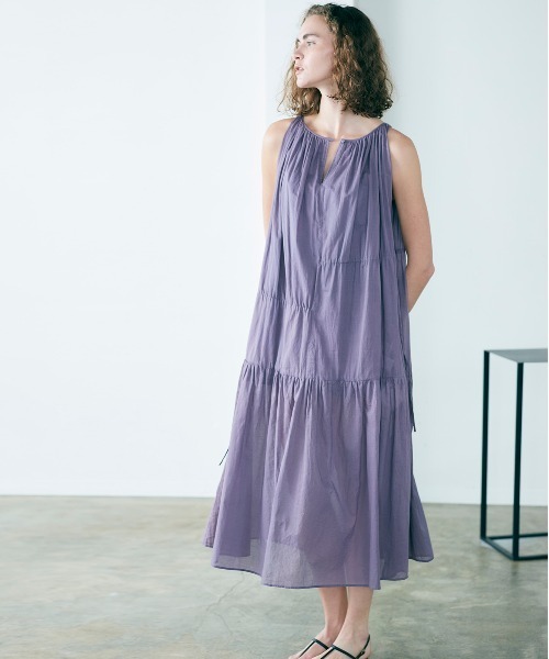 ワンピース organic cotton asymmetry tiered dressの画像