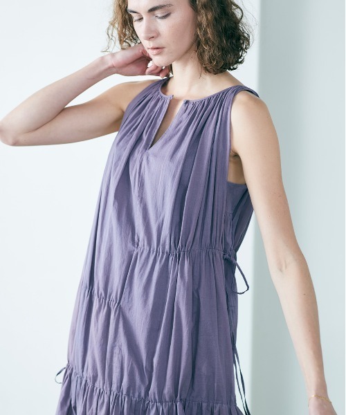 ワンピース organic cotton asymmetry tiered dressの画像