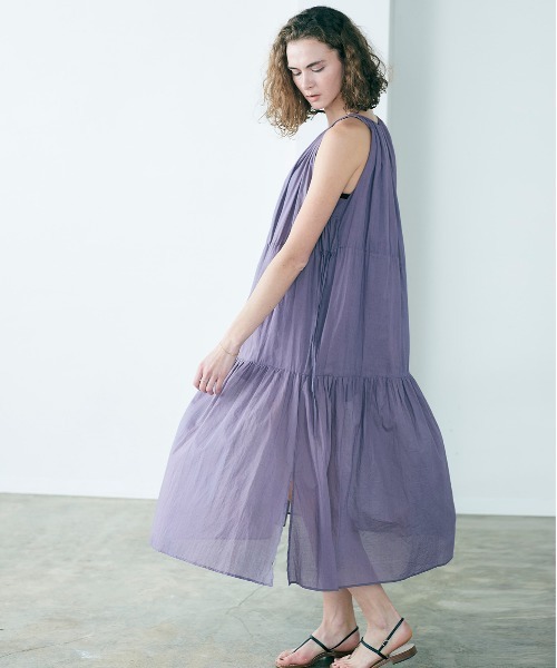 ワンピース organic cotton asymmetry tiered dressの画像