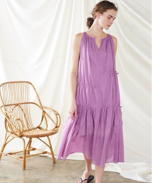 ワンピース organic cotton asymmetry tiered dressの画像