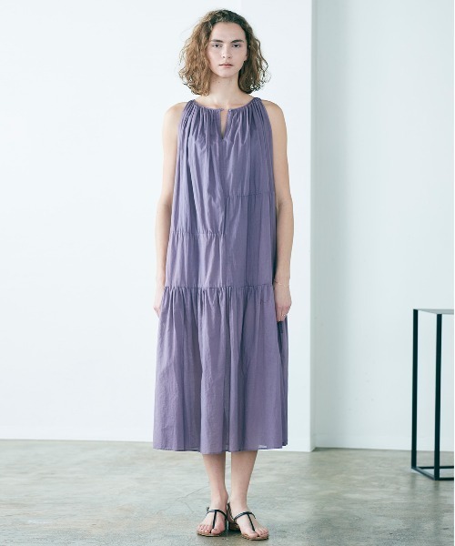 ワンピース organic cotton asymmetry tiered dressの画像