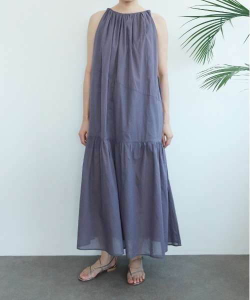 ワンピース organic cotton asymmetry tiered dressの画像