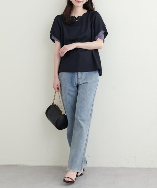 natural couture ブラウス シャツ 半袖 チューリップスリーブ 