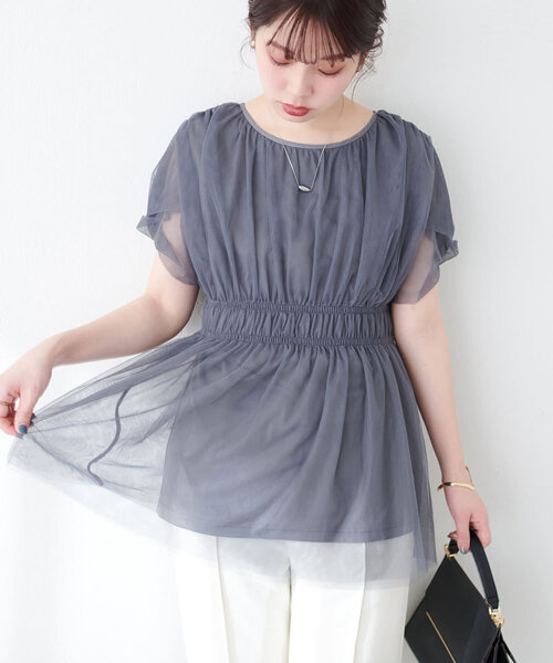 ブラウス シャツ osonoチュールレースチュニック レディース natural couture ブラウス シャツ osonoチュールレース