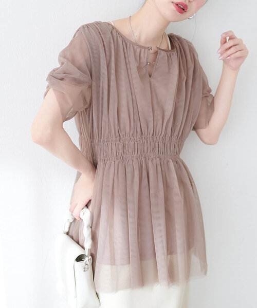 ブラウス シャツ osonoチュールレースチュニック レディース natural couture ブラウス シャツ osonoチュールレース