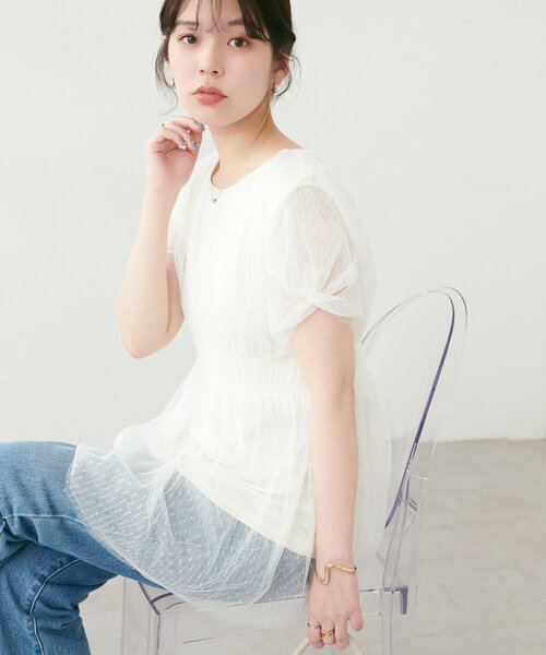 ブラウス シャツ osonoチュールレースチュニック レディース natural couture ブラウス シャツ osonoチュールレース