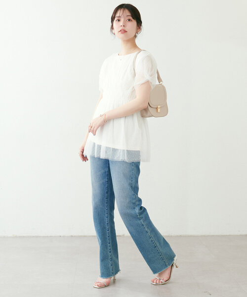 ブラウス シャツ osonoチュールレースチュニック レディース natural couture ブラウス シャツ osonoチュールレース