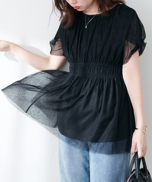 ブラウス シャツ osonoチュールレースチュニック レディース natural couture ブラウス シャツ osonoチュールレース