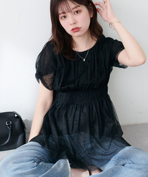 ブラウス シャツ osonoチュールレースチュニック レディース natural couture ブラウス シャツ osonoチュールレース