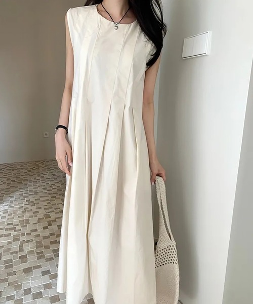 ワンピース ノースリーブタックロングワンピース : ZOZOTOWN Yahoo!店