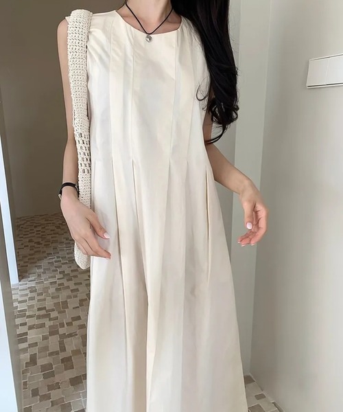 ワンピース ノースリーブタックロングワンピース : ZOZOTOWN Yahoo!店