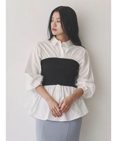 TONAL（トーナル） ブラウス シャツ ニットビスチェドッキングシャツ