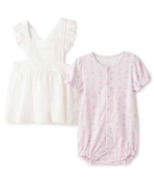 ベビー服 ロンパース 半袖ロンパース＆レースエプロンスカートセット_3