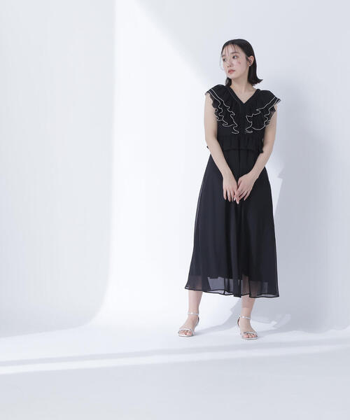 NATURAL BEAUTY BASIC ワンピース バイカラーフリルワンピース