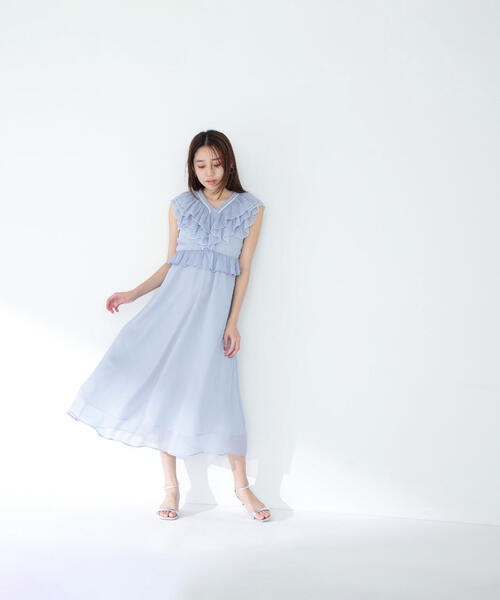 NATURAL BEAUTY BASIC ワンピース バイカラーフリルワンピース