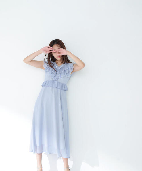 NATURAL BEAUTY BASIC ワンピース バイカラーフリルワンピース