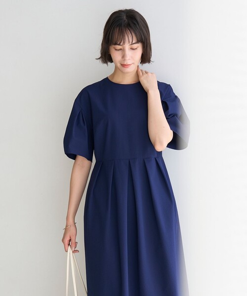 一度着用◇UNFILO◇ BEAUTY MOVE ワンピース◇サイズL VERY×UNFILOコラボ】BEAUTY MOVE シアースリーブ ワンピース
