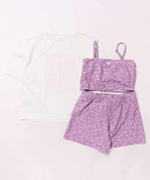 水着 MINI LA VIE /ロキシーキッズラッシュガードTシャツ・バンドゥ・ウエストゴムキュロット３点セット(水着) キッズ 子供 女の子の画像
