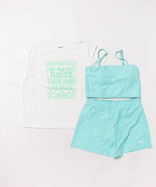 水着 MINI LA VIE /ロキシーキッズラッシュガードTシャツ・バンドゥ・ウエストゴムキュロット３点セット(水着) キッズ 子供 女の子の画像