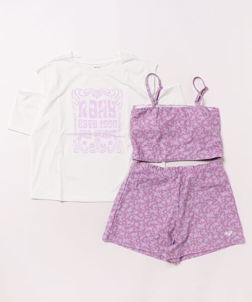 水着 MINI LA VIE /ロキシーキッズラッシュガードTシャツ・バンドゥ・ウエストゴムキュロット３点セット(水着) キッズ 子供 女の子の画像