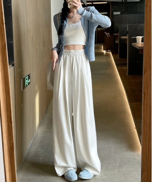 ホワイト ワイドパンツ ハイウエスト MAISON DE THERESE（メゾン ド テレーズ） パンツ ハイウエスト ワイド