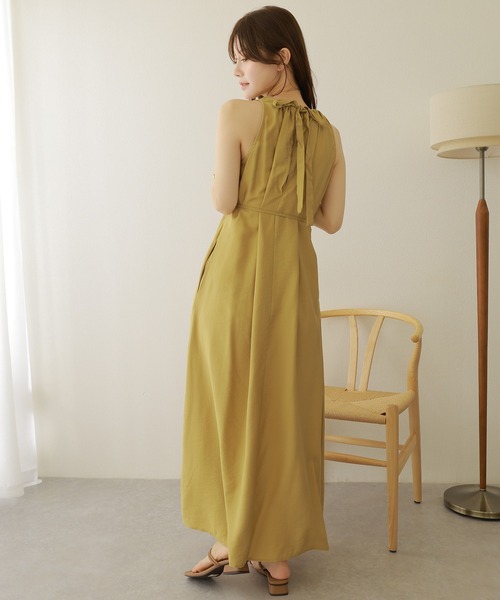 美品✨ ボールジィ ノースリーブ バックリボン ロングワンピース ブラック ワンピース back ribbon sleeveless long dress /ギャザー