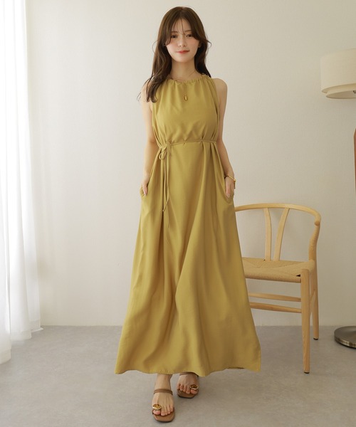 【新品未使用】sono ソーノ　バックリボンワンピース　ノースリーブ　ロング丈 ワンピース back ribbon sleeveless long dress /ギャザー