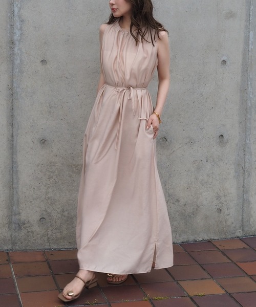 【新品未使用】sono ソーノ　バックリボンワンピース　ノースリーブ　ロング丈 ワンピース back ribbon sleeveless long dress /ギャザー