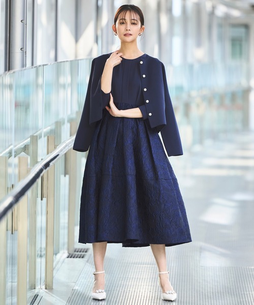 RUIRUE BOUTIQUE ワンピース　ネイビー RUIRUE BOUTIQUE ペプラム付きIラインワンピース （ネイビー(N