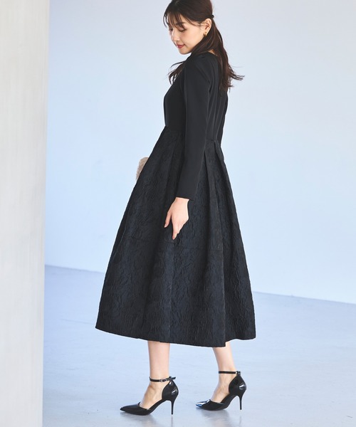 RUIRUE BOUTIQUE ワンピース　ネイビー RUIRUE BOUTIQUE ペプラム付きIラインワンピース （ネイビー(N