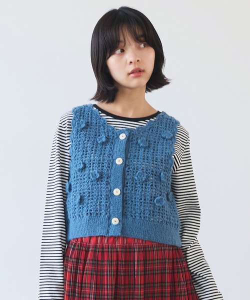 ベスト ジレ ネパールハンドニット おはなビスチェ レディース