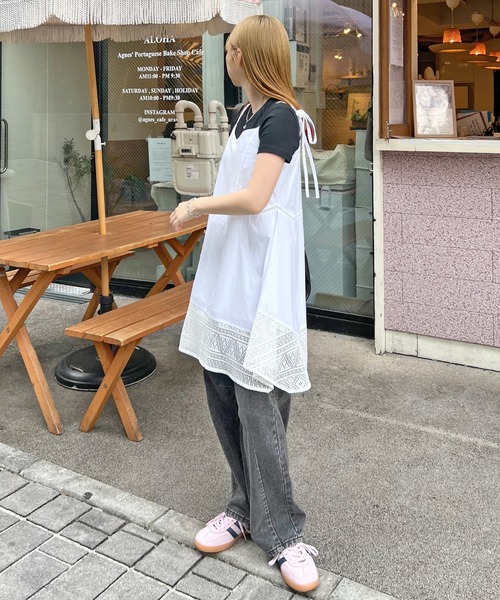 ワンピース 夏 パッチワーク裾レースキャミワンピース : ZOZOTOWN