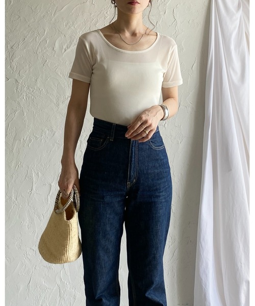 She's Closet tシャツ クルーネックシースルー/半袖シアーT