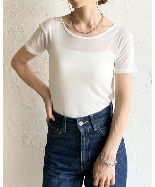 She's Closet uvカット tシャツ 半袖 クルーネックシースルー/半袖