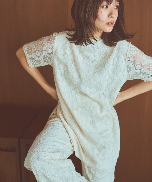 tシャツ レース スリット Tシャツ レディース