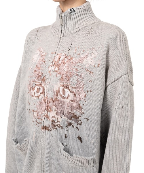カーディガン Cat Jacquard Knit Cardigan レディースの画像