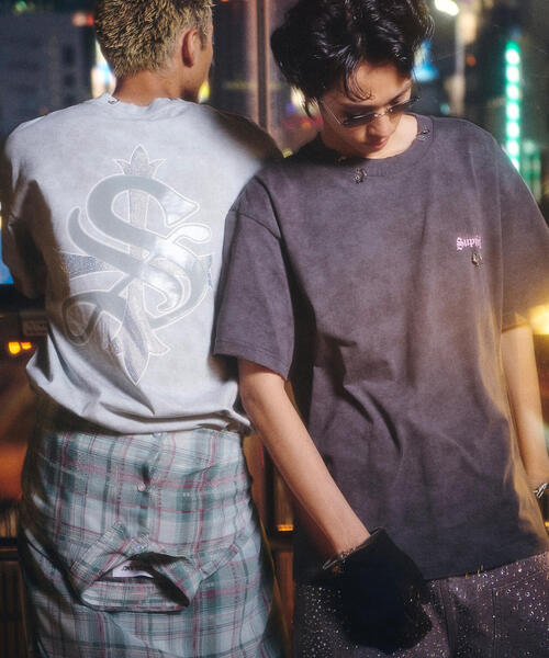 Criminal Damage★半袖 クルーネック ロゴ トップス Tシャツ★紫 Criminal Damage☆半袖 クルーネック ロゴ トップス Tシャツ☆紫