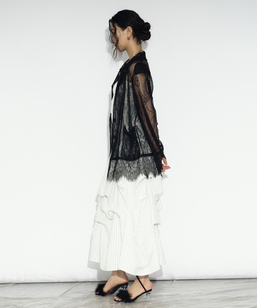 Ezick ジャケット テーラードジャケット scallop lace ダブルレース