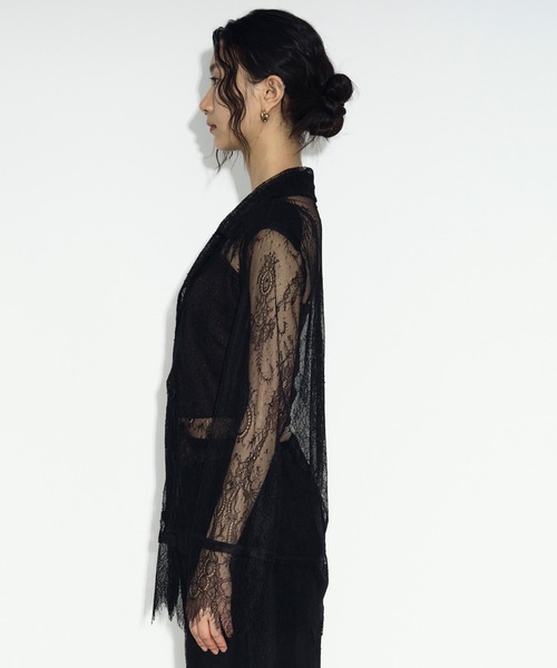 Ezick ジャケット テーラードジャケット scallop lace ダブルレース