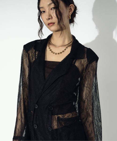 Ezick ジャケット テーラードジャケット scallop lace ダブルレース